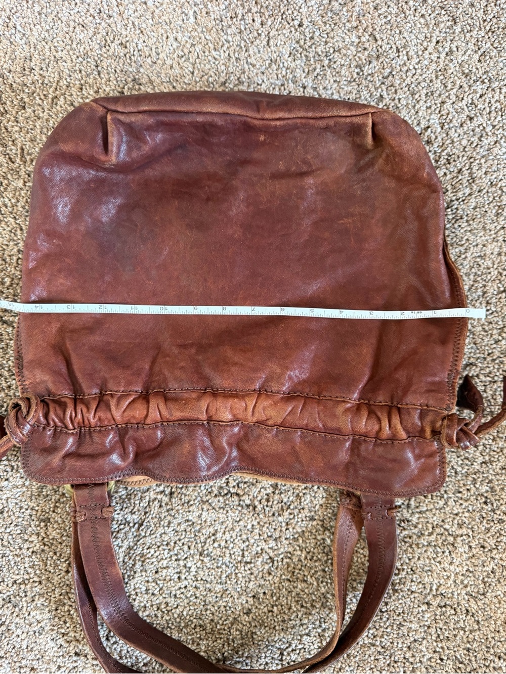 LUCKY BRAND Vintage Brown Leather Sinch Side Tote Shoulder Bag - Picture 10 of 13